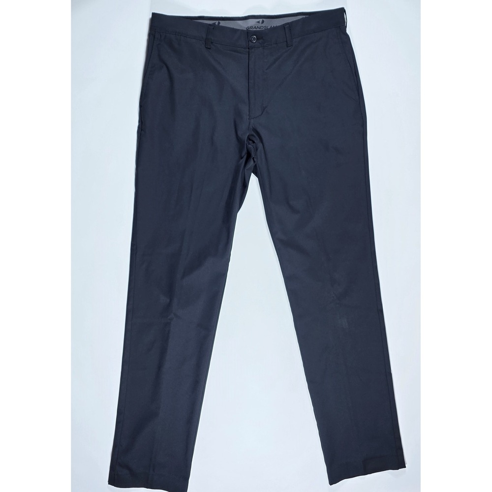 Grand Slam Men's Black Performance Golf Pants Flat Front Trousers 34x34